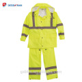 Warnschutz-Regenschutz mit Kapuze, Regenjacke Hi Vis Klasse 3 und Hose der Klasse E.